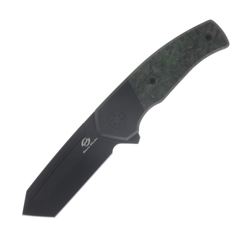 Beans Blades Mini Warrior Folder Fat Carbon Dark Matter Green Handle PVD M390 Blade BBWARRIORFCDMGP