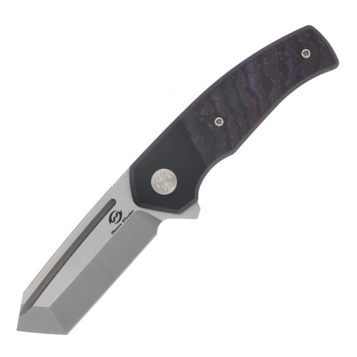 Beans Blades Mini Warrior Folder Fat Carbon Purple Haze Crosscut Handle Satin M390 Blade BBWARRIORFCPHCS