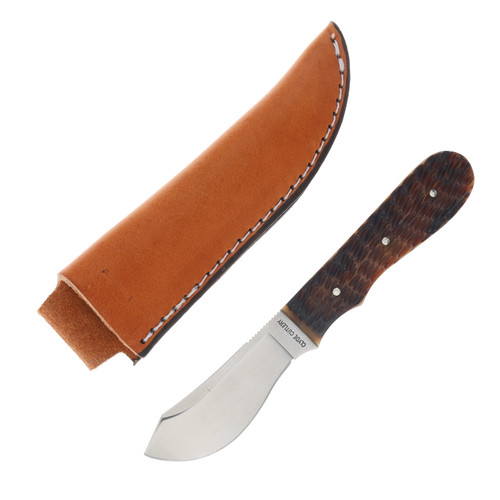 Clyde Cutlery Co. Caper Antique Jigged Bone Fixed Blade W/Sheath CLYDE-ANT