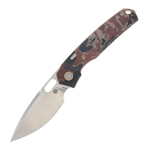 Vosteed Psyop Folder Canvas Rag Burl - Red Current Micarta Elmax Satin Blade A2234