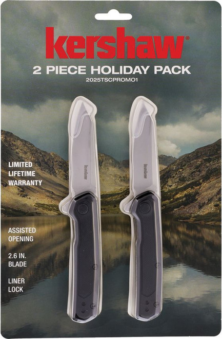 Kershaw 2 pc Holiday Pack Assisted Opening Folders Black GFN Handles KS7017