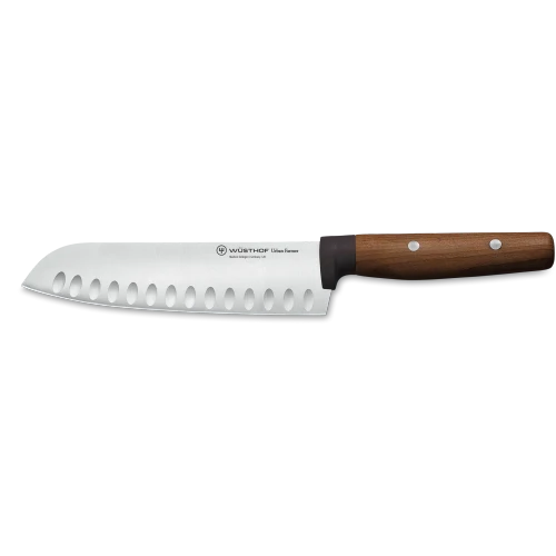 Wusthof Urban Farmer 7in Hollow Edge Santoku Knife European Beechwood Handle 1025246017