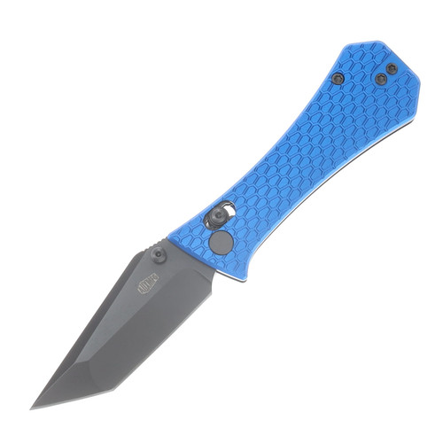 Auxiliary MFG. Coffin Tanto Crossbar Folder Blue Aluminum - Production AUX010BLU