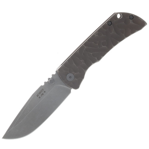 McNees PM Mac 2 3" Blade Stonewash Drop Point Magnacut Bronze Atomic Rock with Stonewash Hardware MN3DPBZATRK