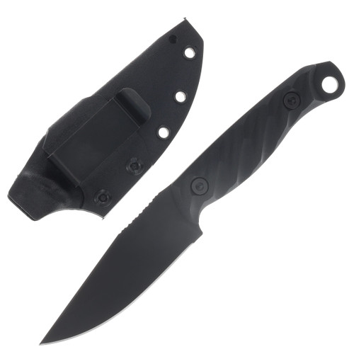 Half Face Blades Crow Jr Fixed Blade Black G10 Allen Bolts Textured Grip Acid Etch Blade HFCWJRBKTXT