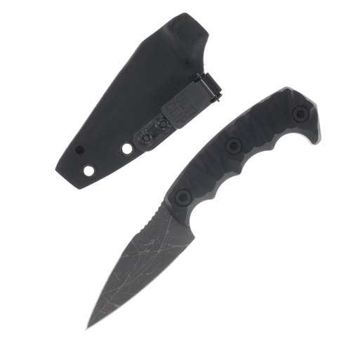 Half Face Blades 3in HUMINT Fixed Blade Black G10 Textured Grip Handle Acid Splash HFHUMINBKAS