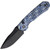 Remette Knives RT-Rhino Folding Knife Black Stonewash D2 Drop Point/Blue and White G-10 RNGD262