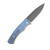 Pro Tech Auto Duke Custom 004 6A14V Titanium Handle With 2 Tone Blue/Gold Anodize Chad Nichols Raindrop Damascus Blade  2026DUKECUST4