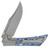 Gecko Customz Knifeworks Dune A5 Stonewash & Blue Gmascus Handle M390 Belt Satin Blade DUNEA5