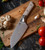 Microtech 6" Santoku Knife Stonewash M390MK/Coyote Tan G-10 with Titanium Bolsters MT3200B10CE