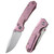 Remette Knives Rhino Button Linerlock Folding Knife Pink Crystallized Titanium RNTB1