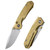 Remette Knives Rhino Button Linerlock Folding Knife Gold Crystallized Titanium