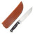 Busse Boss HOG Badger Fixed Knife Satin Blade Nuclear Red-Black Handle Brown Leather Sheath BOSSHOGBDMUCRDBK