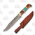 SZCO Supplies 13in Damascus Bowie Burnt Bone-Turquoise Knife