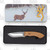 Browning Wood Handle Drop Point Fixed Blade Knife in Tin