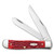 Case Dark Red Peach Seed Jigged Bone Carbon Steel Trapper Folding Knife with Clip