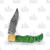 Green Grooved Damascus Lockback Folding Knife