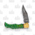 Green Grooved Damascus Lockback Folding Knife