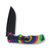 RITE EDGE Trippy Tie Dye Folding Knife BLACK PLAIN DROP POINT