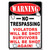 Warning No Trespassing Tin Sign