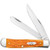 Case Persimmon Orange Peach Seed Jigged Bone Trapper Folding Knife