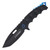 USMC Spring-Assisted Framelock Folding Knife (Black with Blue Accents)