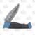 Vallotton Tried DA Auto/Manual Knife Blue Titanium Dark Matter FatCarbon - 3.9in Damascus Dagger Plain