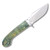 Komoran Dyed Burlwood Fixed Knife Green – Brown 3.5in Plain Satin Drop Point 2