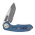 Curtiss Custom Knives F3 Medium Framelock Flipper Folding Knife (Magnacut Spanto  Bronzed Blue Titanium)