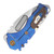 Medford Praetorian T Framelock Folding Knife (Tumbled Drop Point | Dark Blue Fleur De Lis Handles | Bronze Hardware)