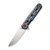 WE Knife Co Navo Blue and Red Nebula 3.25 Inch Plain Satin Drop Point