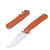 Ruike P801 Orange Folding Knife 3.39in Stonewash Drop Point Blade