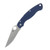 Spyderco Military 2 Cobalt Blue 4 Inch Plain Satin Clip Point Front Open and Back Closed SPC36GPCBL2