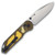 Kizer Assassin Folding Knife Yellow 3.1 Inch Plain Satin Drop Point Back Open