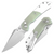 Tenable Fenrir Button Lock Folding Knife Stonewash 14C28N/Aluminum & Jade G-10 T1034S7