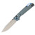 Bear & Son Bear Ops Nekama I Gray & Blue Aluminum Handle 14C28N Satin Modified Tanto Blade MC-1000-ALGY-S