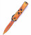 Microtech Combat Troodon Gen III OTF Automatic Knife Cel-Shaded Orange Dagger Front, Open