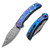 WE Knife Co Snick Timascus 3.47 Inch Plain Damascus Steel Clip Point Open and Closed