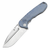 Tenable Bombur Folding Knife Stonewash D2/Blue Micarta Front Open