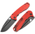 Tenable Bombur Linerlock Folding Knife Blackwash D2/Frag Patterned Dar Red G-10 Midgards Messer Design T1054C2