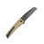 Finch Oxbow Folding Knife Brass 3in Plain Black Stonewash Sheepsfoot Back Open 1