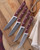 Microtech 4.5in 4PC Steak Knife Set Stonewash Standard Merlot G-10 MT360010SETMR