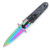 Frost Sharp's Cutlery AO Stiletto Folding Knife Black Resin Handle Rainbow Blade FRSHP20B