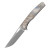 CH Knife Blast Framelock Folder Silver Titanium Handle Satin Damascus Blade CH3538