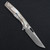 CH Knife Blast Framelock Folder Silver Titanium Handle Satin Damascus Blade CH3538