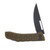 Half Face Custom Kwaiken Folder- Red Dragon Camoquartz and Desert Ironwood Inlay, Anodized Green Handle, Black Nitride Blade, Textured Grip, Deep Carry Pocket Clip HFCUSTKWAIKENFDRDDRG
