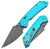 Tenable Fenrir Blu Anodized Aluminum Handle Damascus Blade B1034H8