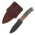 Half Face Blades Disaster Jr Fixed Blade Natural Canvas Micarta Black G10 and Brass Pin Striping Natural Canvas Micarta Split Buckeye Burl HFDJNCMPS