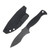 Half Face Blades Extremis MK1 Fixed Blade Black G10, Allen Bolts, Hollow Lanyard Hole, Textured Grip Acid Etch Blade HFEXTRBKG10