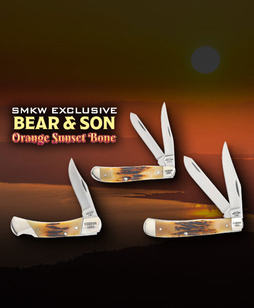 New SMKW Exclusive Bear & Son Orange Sunset Bone Pocket Knives